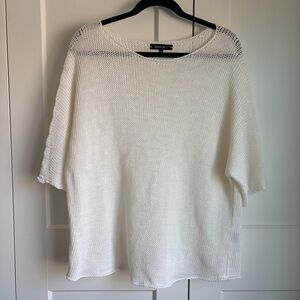 Lafayette 148 New York Ivory Hemp Knit Top | L